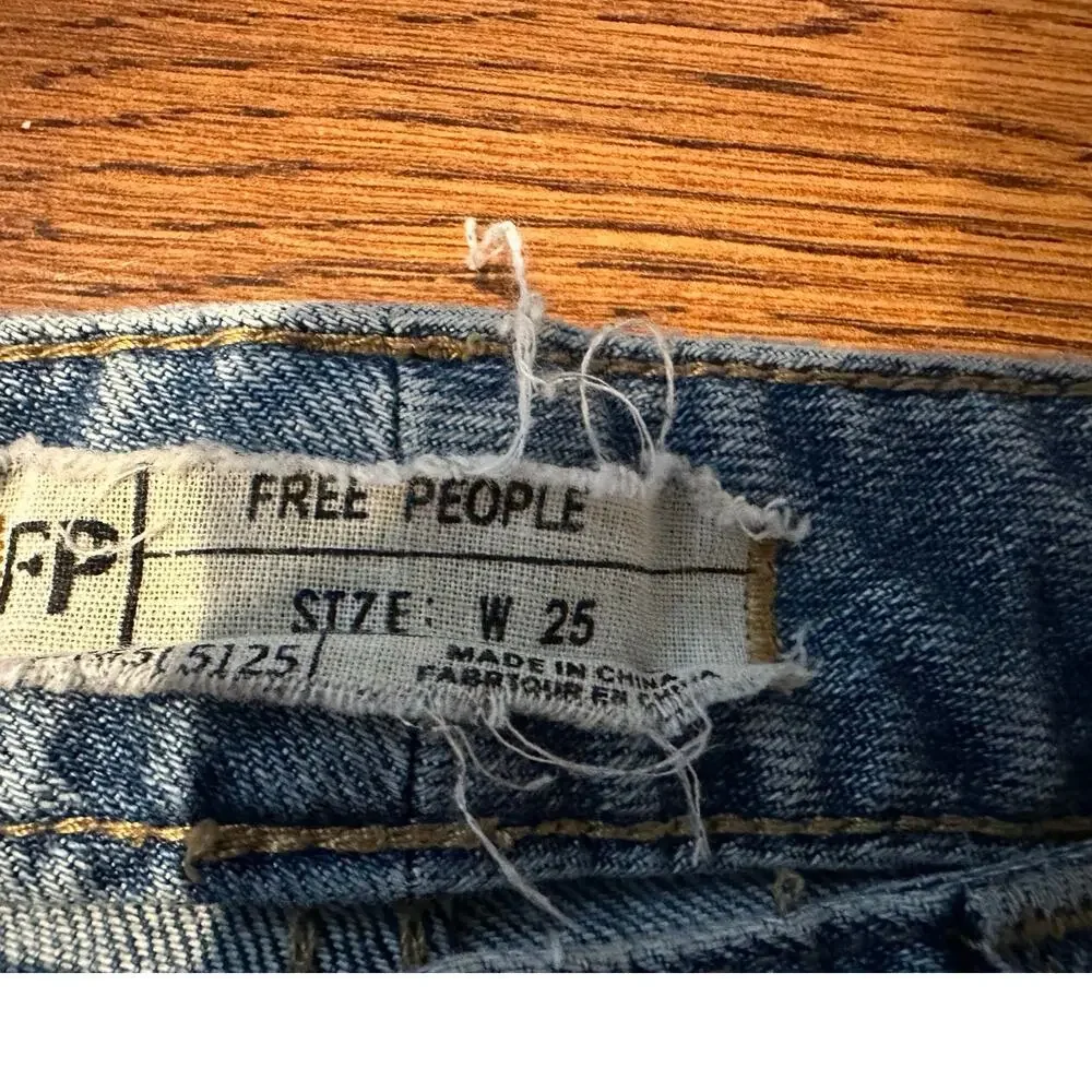 Free People Women's Hillside Patchwork Skinny Jeans – Size 25 – Boho Grunge